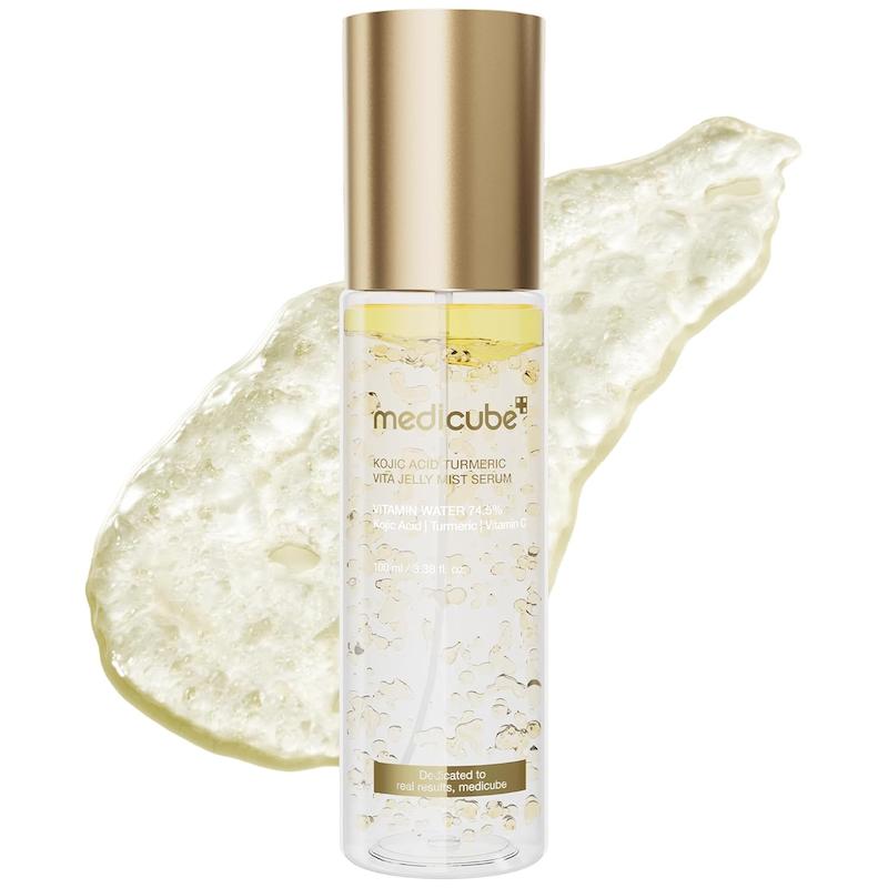 میست ژله‌ای آبرسان و روشن کننده کوجیک اسید و زردچوبه مدیکوب  Medicube Kojic Acid Termeric Vita Jelly Mist Serum
