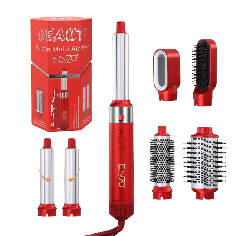 سشوار انزو مدل ۶۲۲۷ ست حالت دهنده موی سریع کراتینه با کیسه PU  Enzo_6227 Keratin High Speed Air Styler Set With PU Bag