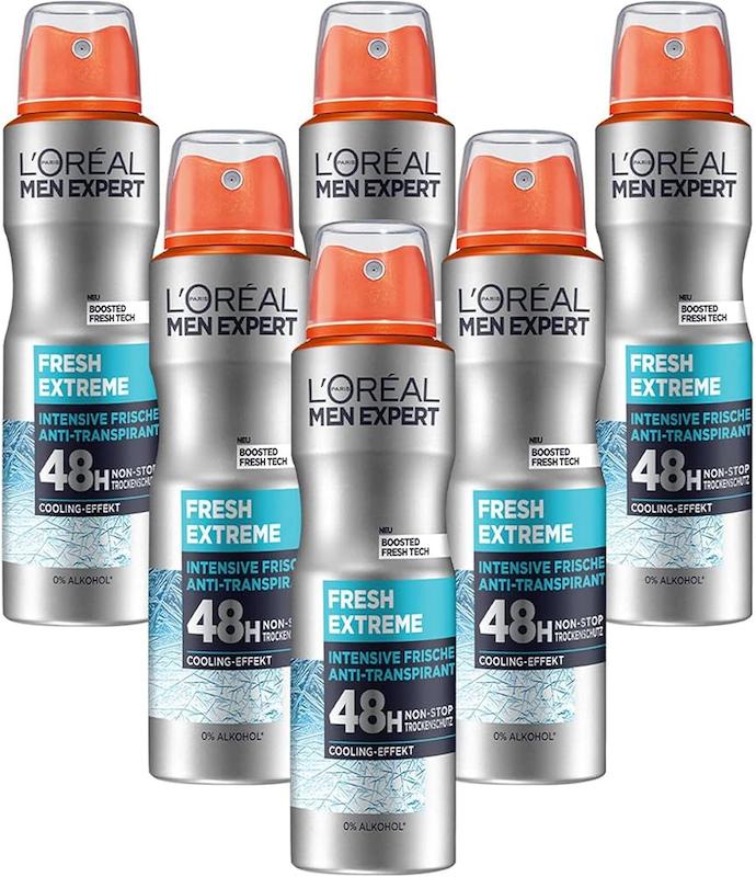 اسپری لورال دئودرانت ضد تعریق زیر بغل مردانه 48 ساعته فرش اکستریم  LOREAL PARIS Men Expert Deodorant Fresh Extreme