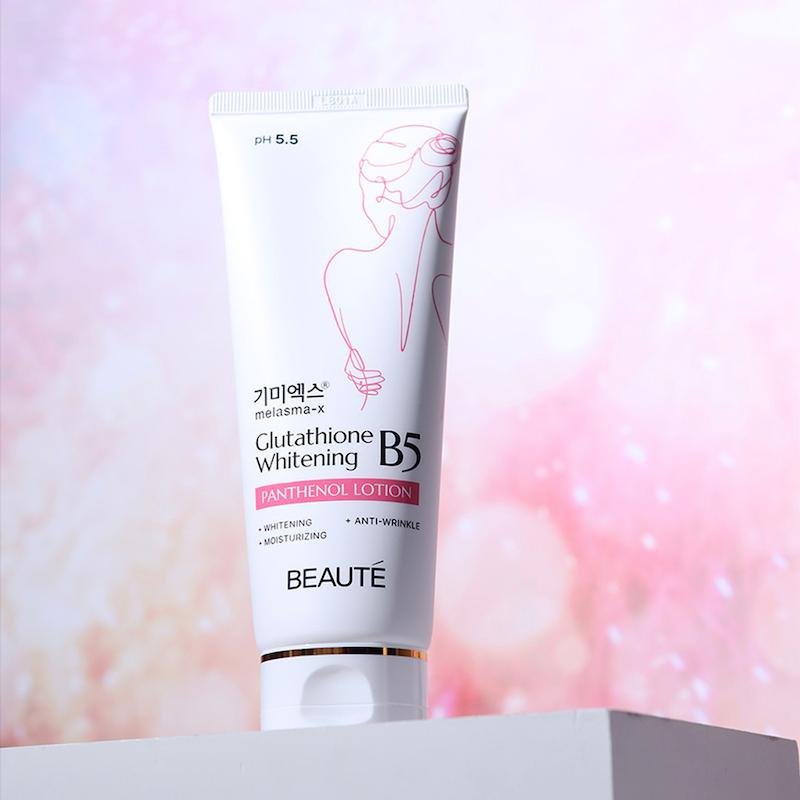 لوسیون ضدلک و روشن‌کننده قوی بدن و نواحی حساس کره‌ای بیوتی  BEAUTE melasma-x Glutathione Whitening B5 PANTHENOL LOTION