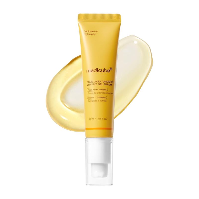 سرم ژلی دور چشم کوجیک اسید و زرد چوبه مدیکوب روشن کننده و ضد پف  Medicube Kojic Acid Turmeric Vita Eye Gel Serum