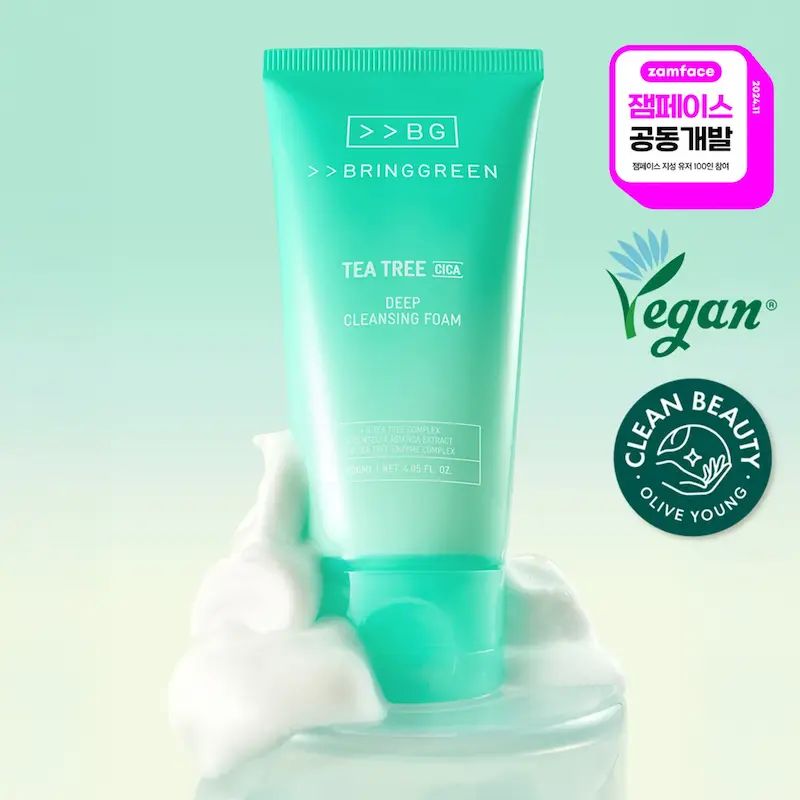 فوم پاک کننده عمیق منافذ برینگ گرین حاوی عصاره درخت چای  BRINGGREEN Tea Tree Cica Deep Cleansing Foam