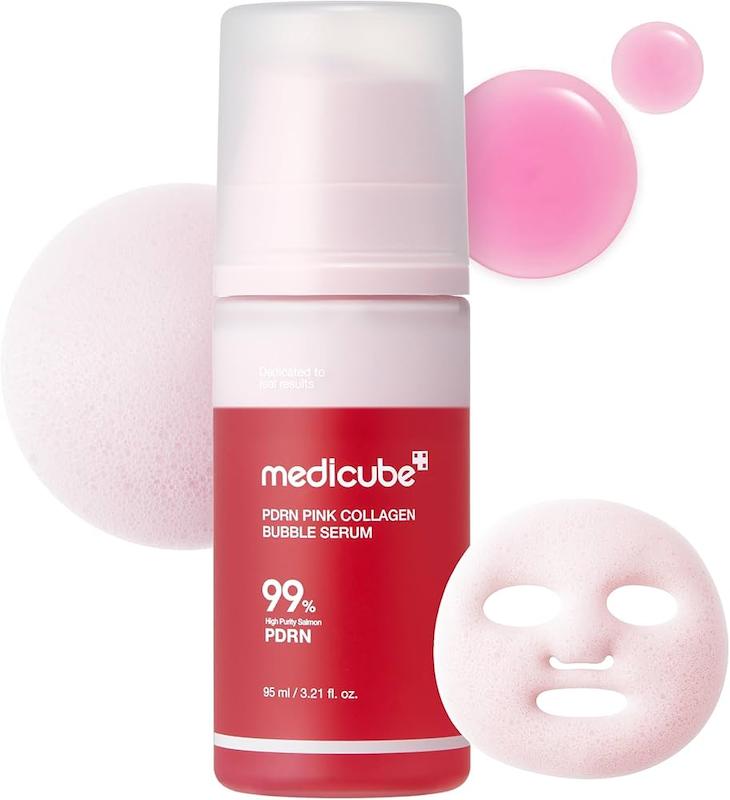 سرم حبابی کلاژن جوانساز و روشن کننده صورتی مدیکوب PDRN  medicube PDRN Pink Collagen Bubble Serum
