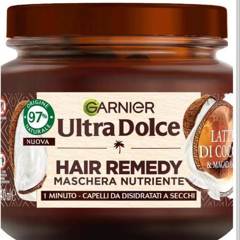 ماسک موی مغذی و لطافت بخش شیر نارگیل و ماکادمیای گارنیه Garnier Ultra Dolce Garnier Ultra Dolce Hair Remedy Maschera Nutriente Latte di Cocco Coconut Hair Mask