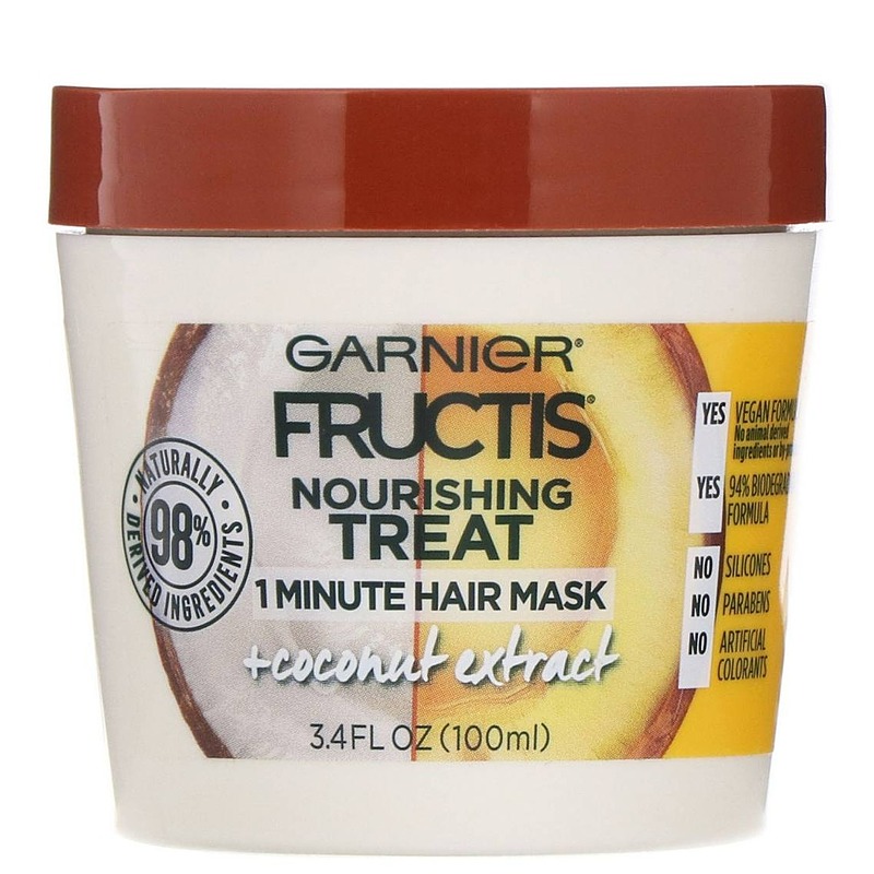 ماسک مو 1 دقیقه ای گارنیر فروکتیس + عصاره نارگیل garnier fructis nourishing treat 1 minute hair mask