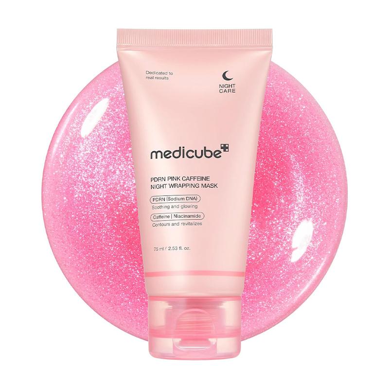 ماسک شب کافئین و PDRN ترمیم کننده و جوانساز مدی کیوب  Medicube PDRN Pink Caffeine Overnight Wrapping Mask