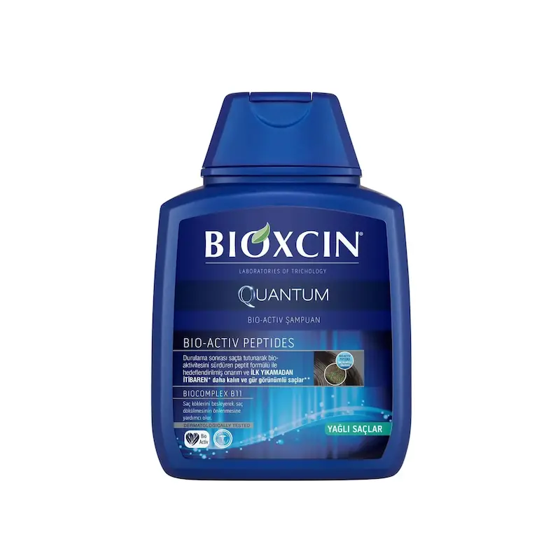 شامپو ضد ریزش کوانتوم بیوکسین مناسب موهای چرب اصل  Quantum bioxcin anti-loss shampoo suitable for oily hair