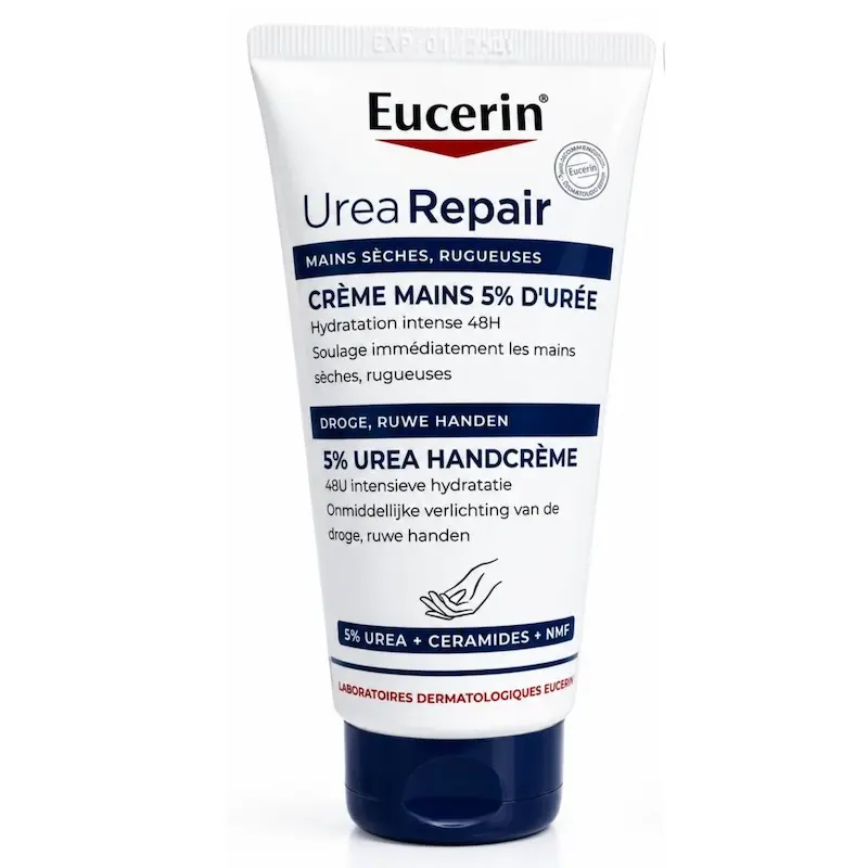 کرم دست ترمیم‌کننده و آبرسان قوی اوسرین برای پوست خشک و ترک‌خورده  Eucerin UreaRepair PLUS Hand Cream 5% Urea