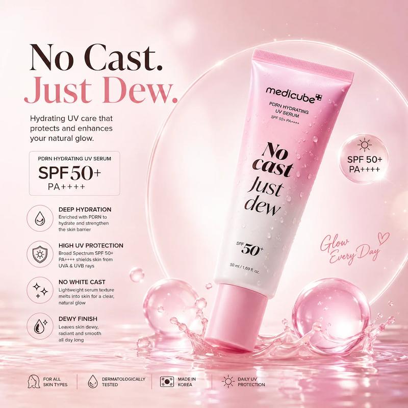 سرم ضدافتاب مدیکوب Pdrn روشن کننده و جوانساز  Medicube PDRN Hydrating UV Serum SPF 50+ PA++++