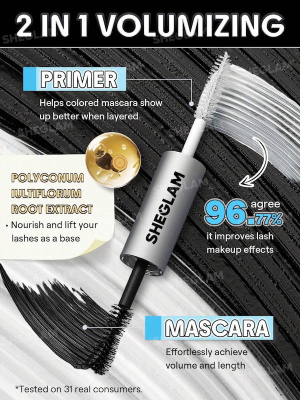 ریمل دوکاره حجم‌دهنده و پرایمر مژه  شیگلم  Sheglam All-In-One Primer & Tubing Volume Mascara-Tubing Black