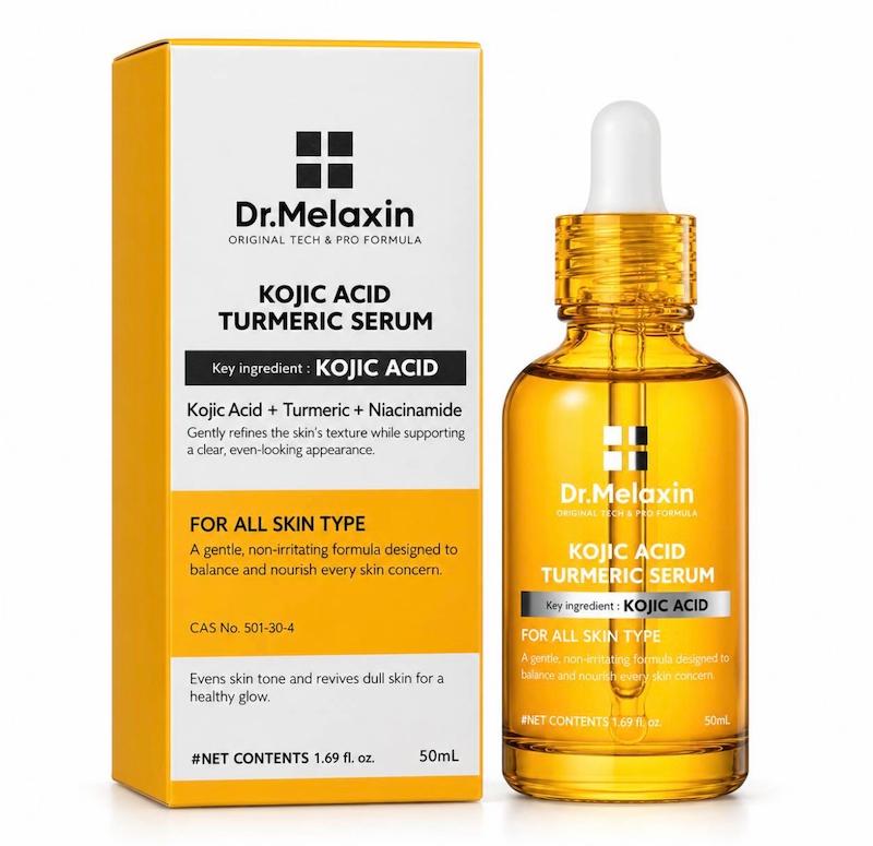 سرم ضدلک و درخشان کننده کوجیک اسید و زردچوبه دکتر ملاکسین  Dr.melaxin Kojic Acid Turmeric Serum for Dark Spots & Uneven Tone