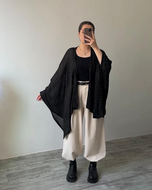 پانچوی بنددار مشکی