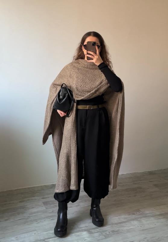 پانچو بلند بافت