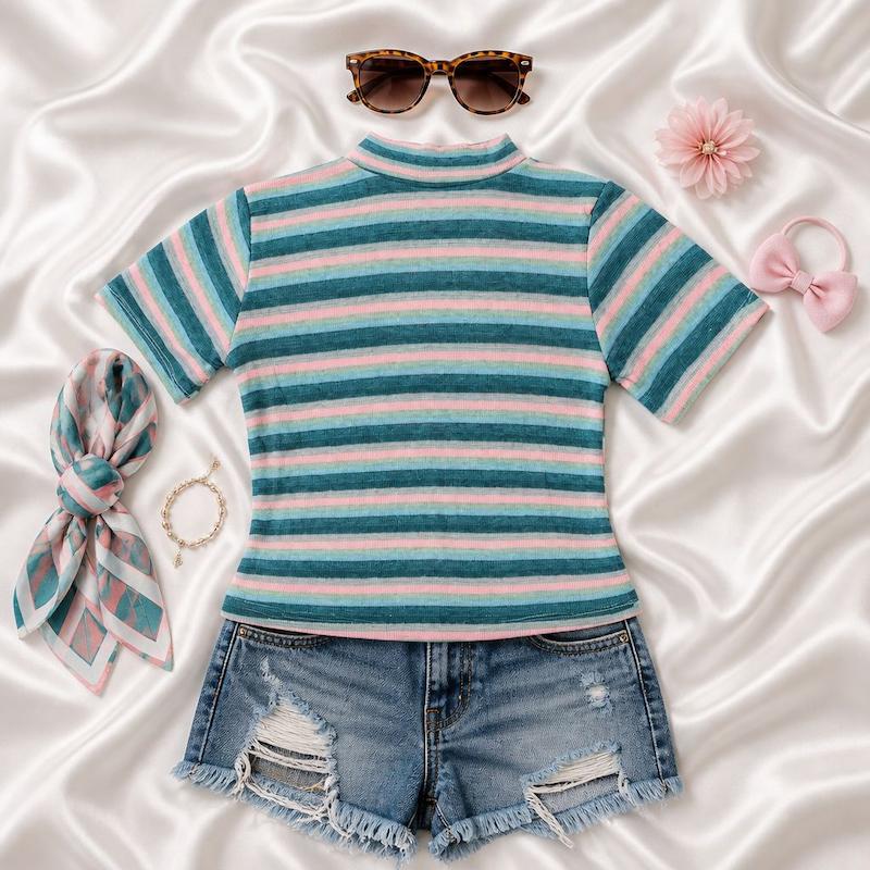 تی شرت راه راه زنانه کد 4030262
