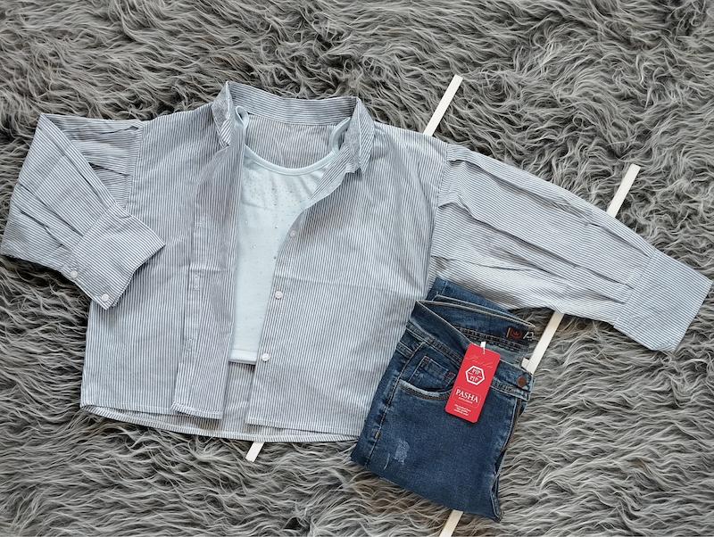 شومیز کراپ راه راه آستین پیله دار (بدون جیب) کد 403046