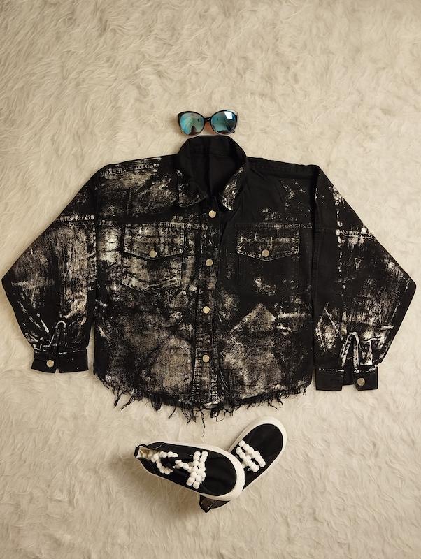 کراپ کت کتان نقره کوب کد 403081