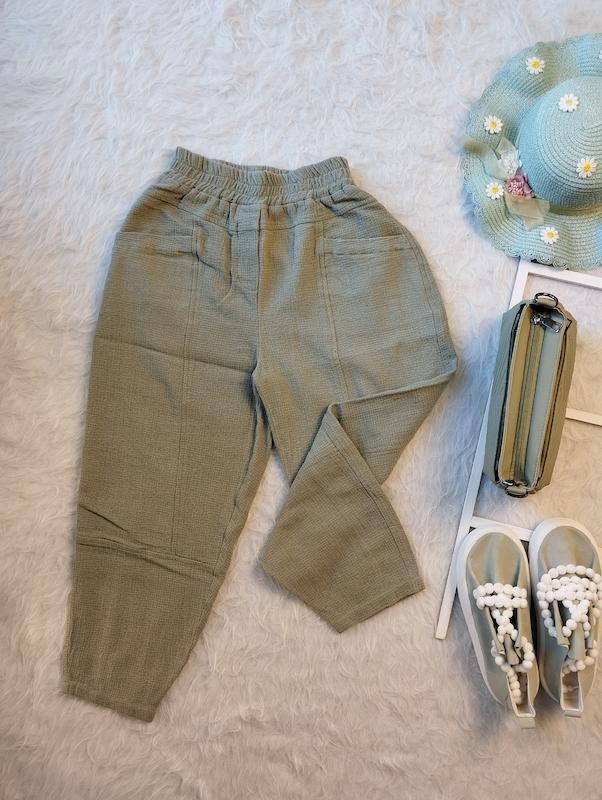 شلوار لینن حصیری بالنی کد 403085