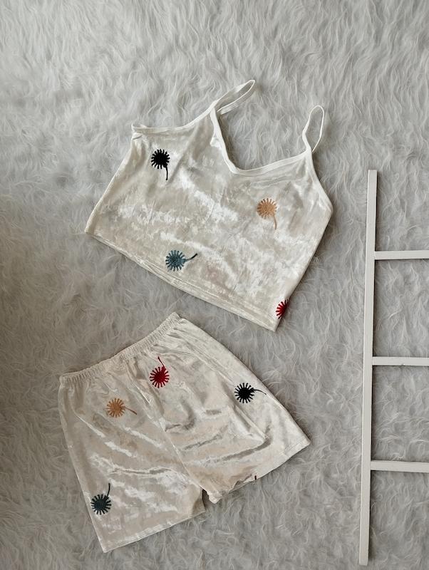 ست کراپ شورتک مخمل کد 403091