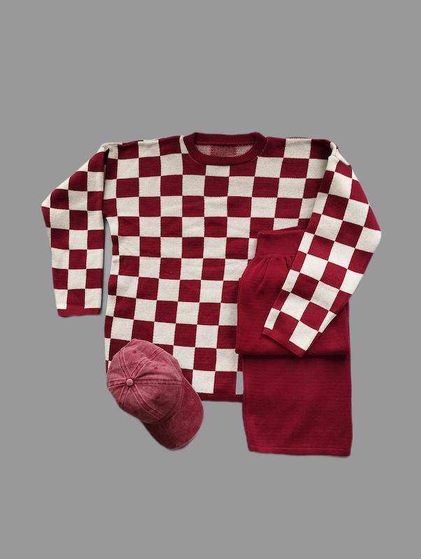 ست بلوز و شلوار بافت شطرنجی کد 4030122