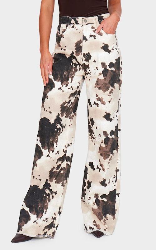 شلوار طرح گاوی زنانه برند PrettyLittleThing
