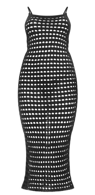 پیراهن بلند مشکی قلاب بافی شده دو بنده