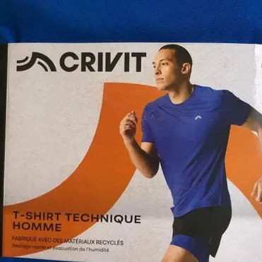 تیشرت ورزشی مردانه آبی کاربنی CRIVIT