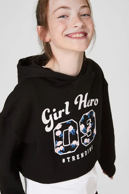 کراپ هودی دخترانه تینیجر برند C & A