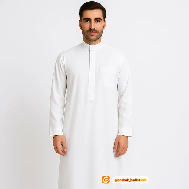 دشداشه مردانه زبده سفید درجه یک ضد چروک