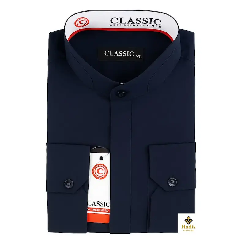 پیراهن مردانه یقه دیپلمات دکمه مخفی تترون نخی درجه یک