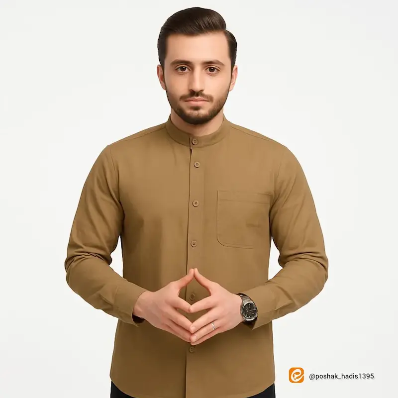 پیراهن الیافی تمام دکمه