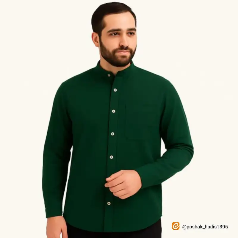 پیراهن الیافی تمام دکمه 