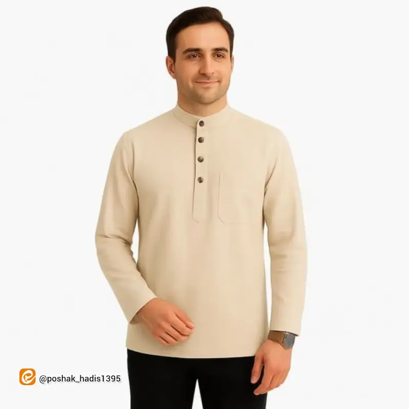 پیراهن الیافی چهار دکمه مردانه 