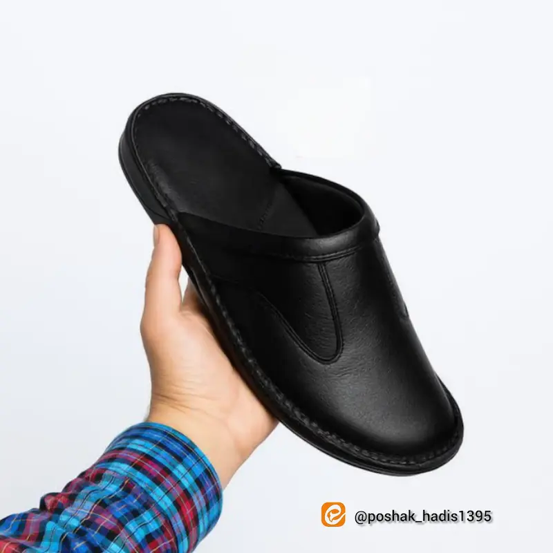 نعلین چرم طبیعی جلو گرد مردانه