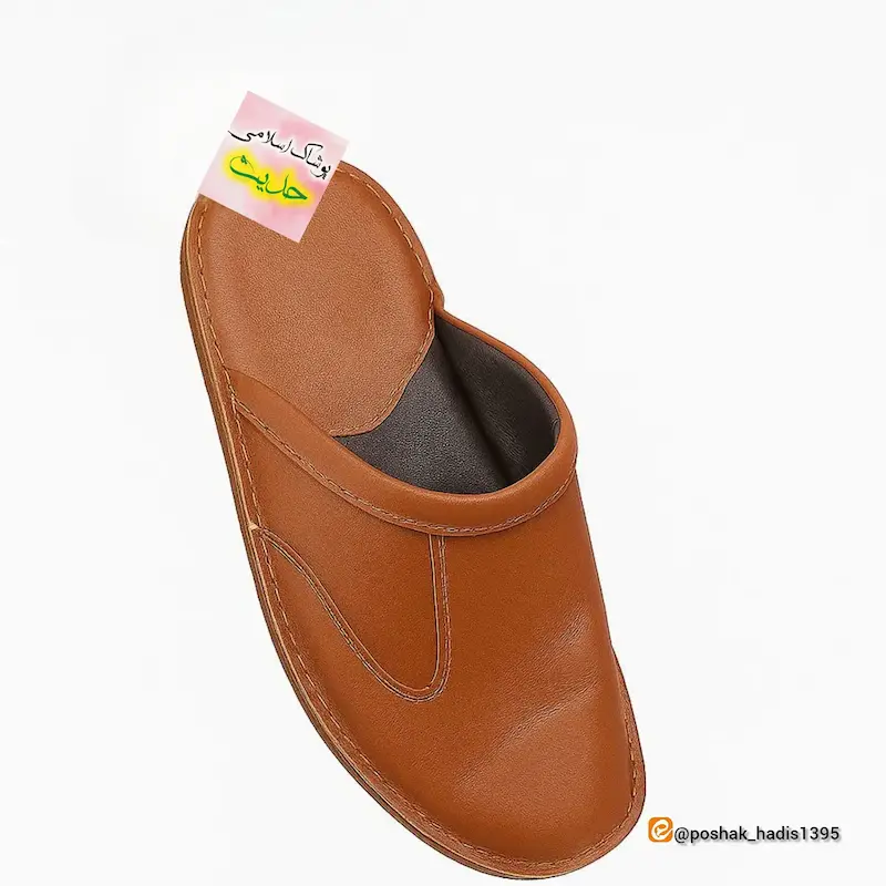 نعلین چرم طبیعی جلو گرد مردانه