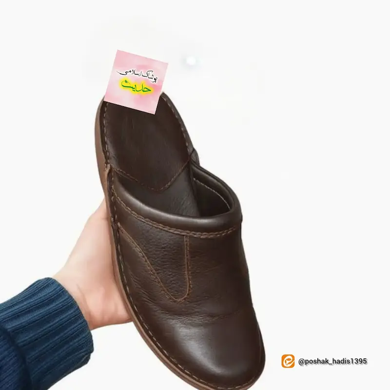 نعلین چرم طبیعی جلو گرد مردانه