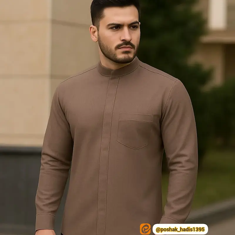 پیراهن مردانه یقه دیپلمات دکمه مخفی تترون نخی درجه یک