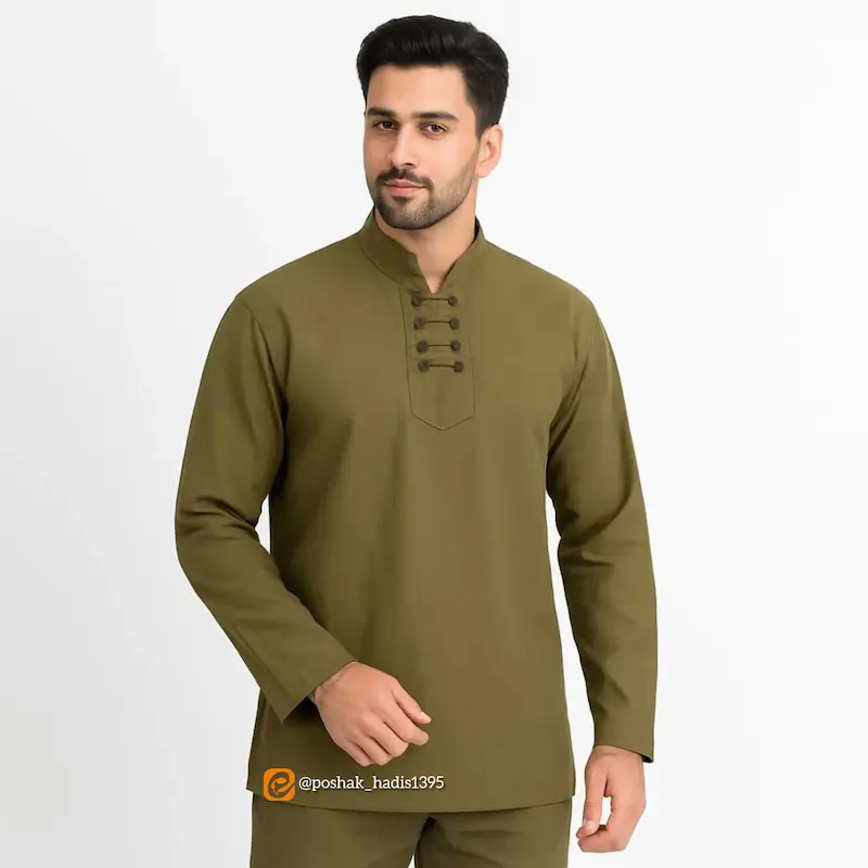 پیراهن شلوار الیافی مردانه مدل هشت دکمه 