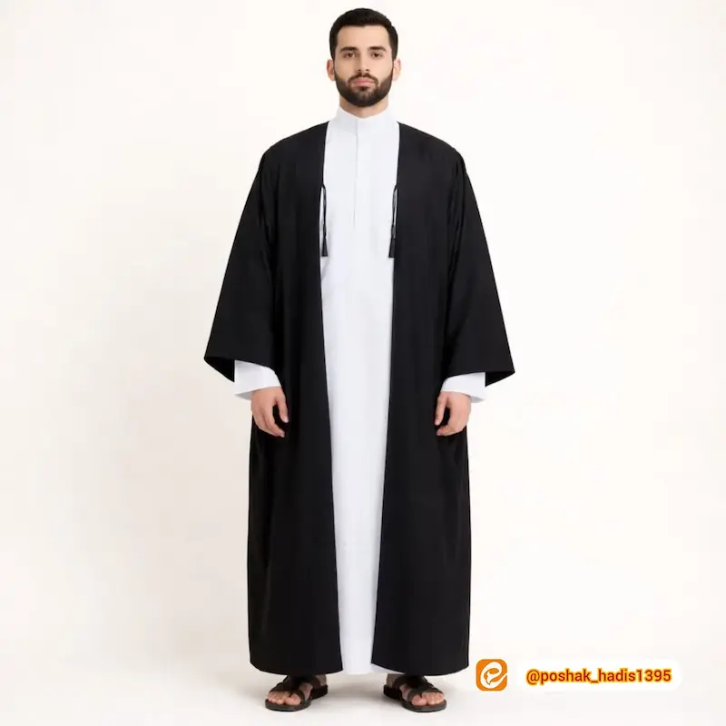 عبا چهار فصل مردانه رنگ مشکی دوخت خوب