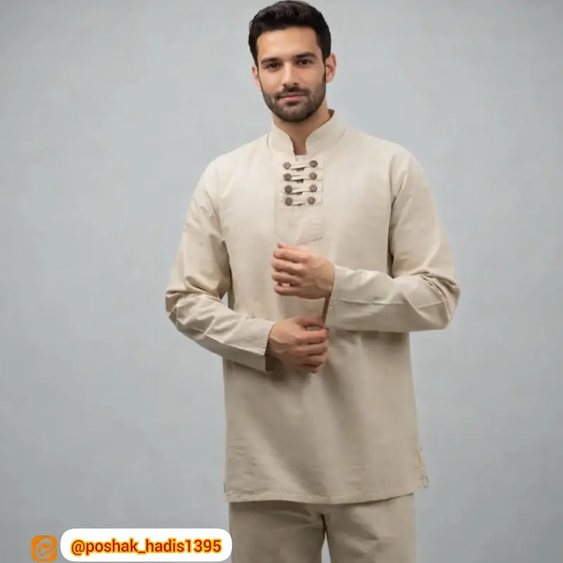 پیراهن الیافی هشت دکمه مردانه 
