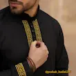 پیراهن تترون طرح یراق طلایی 