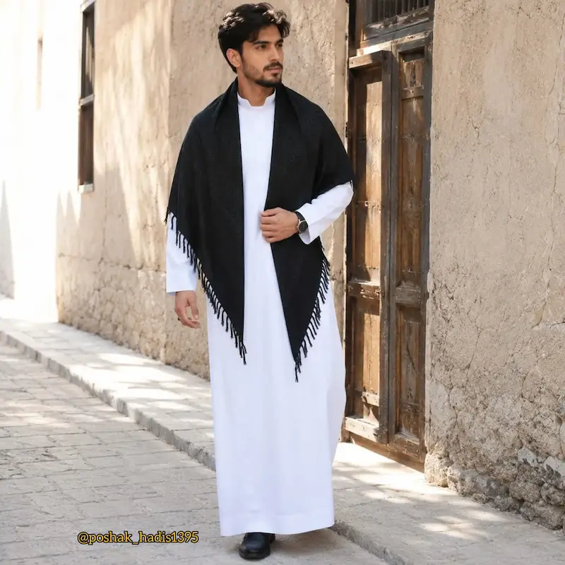 چفیه مشکی نخی سوری مردانه