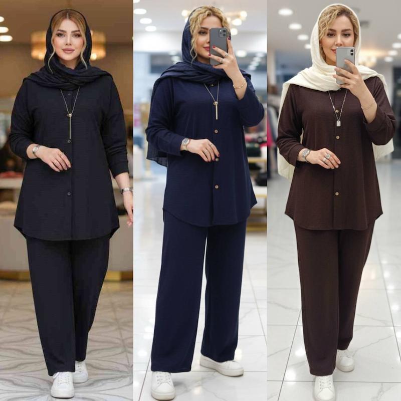 ست مانتو شلوار بیسکوییتی