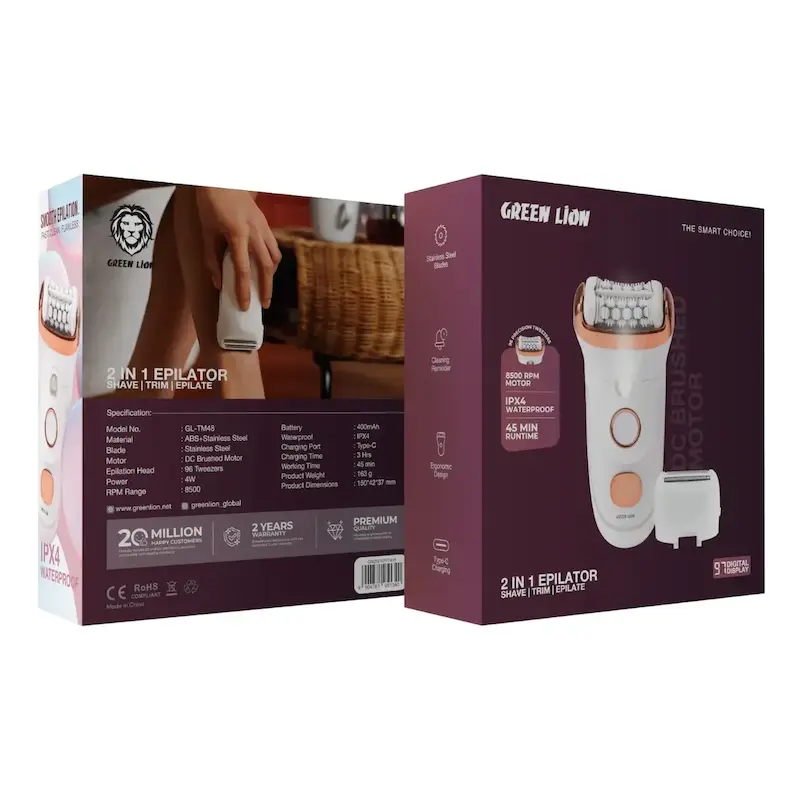 اپیلاتور و شیور صورت و بدن گرین لاین Green Lion 2 in 1 Epilator Shave,Trim, Epilate