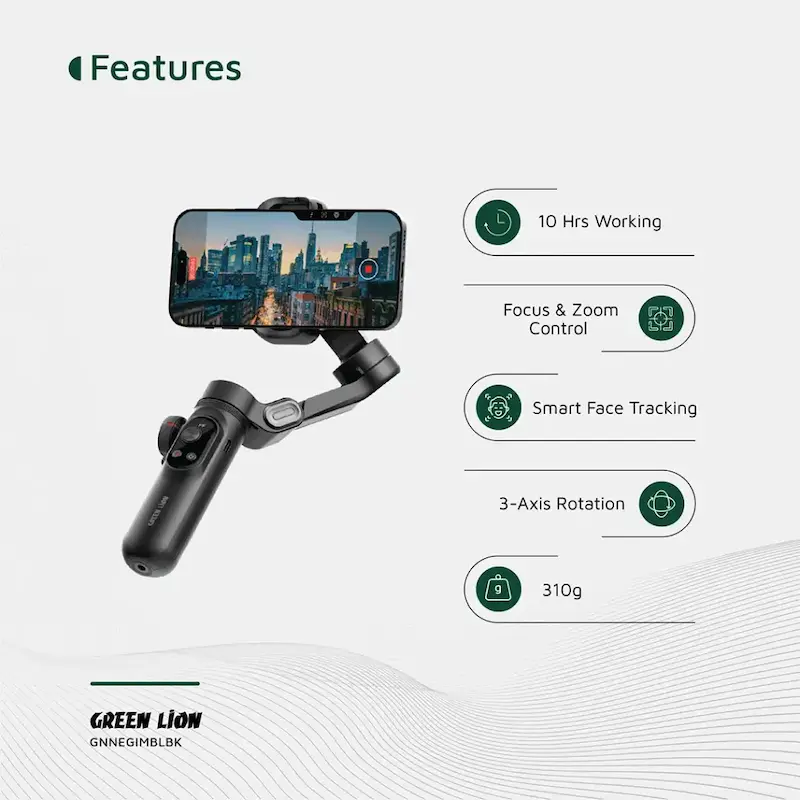 گیمبال و استابلایزر هوشمند گرین لاین Green Lion New York Gimbal Smart Face Tracking GXV-3