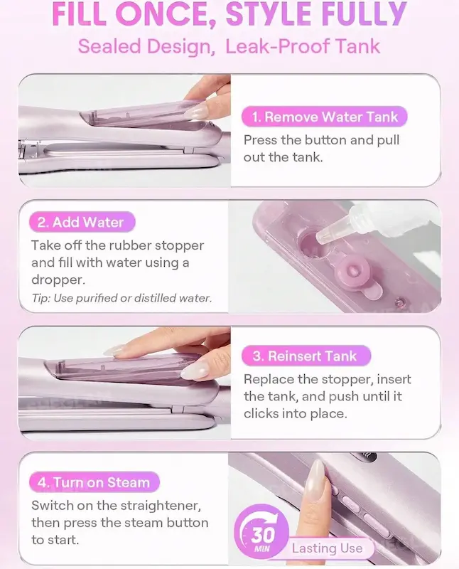 اتو مو بخار حرفه‌ای شیگلم SHEGLAM Hydra Shot Steam Iron Pro با بخار قابل تنظیم و صفحات سرامیکی