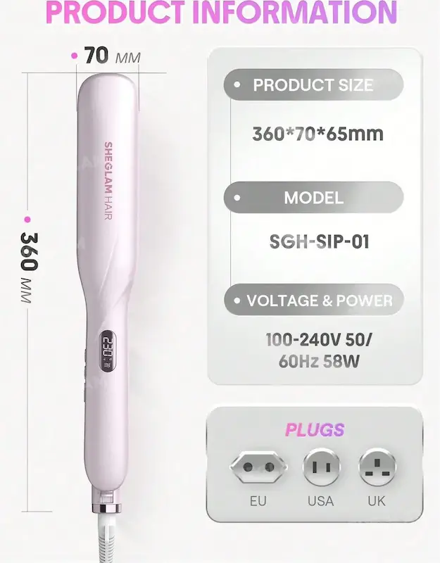 اتو مو بخار حرفه‌ای شیگلم SHEGLAM Hydra Shot Steam Iron Pro با بخار قابل تنظیم و صفحات سرامیکی