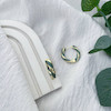 گوشواره حلقه ای میناکاری سبز آبی پیچ استیل