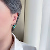 گوشواره میناکاری حلقه ای سبز مارپیچ استیل