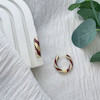 گوشواره حلقه ای میناکاری قهوه ای پیچ استیل