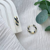 گوشواره حلقه ای میناکاری مشکی پیچ استیل